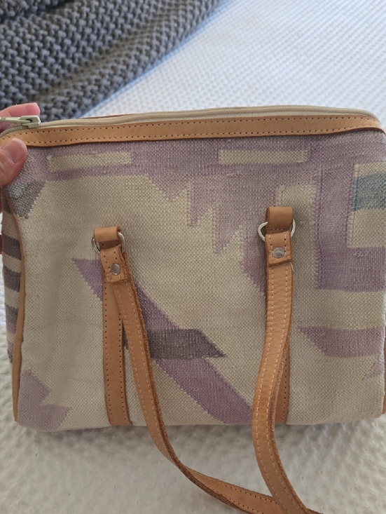 Handbags - Banu Vintage Western Lavender Bag With Leather  Trim.